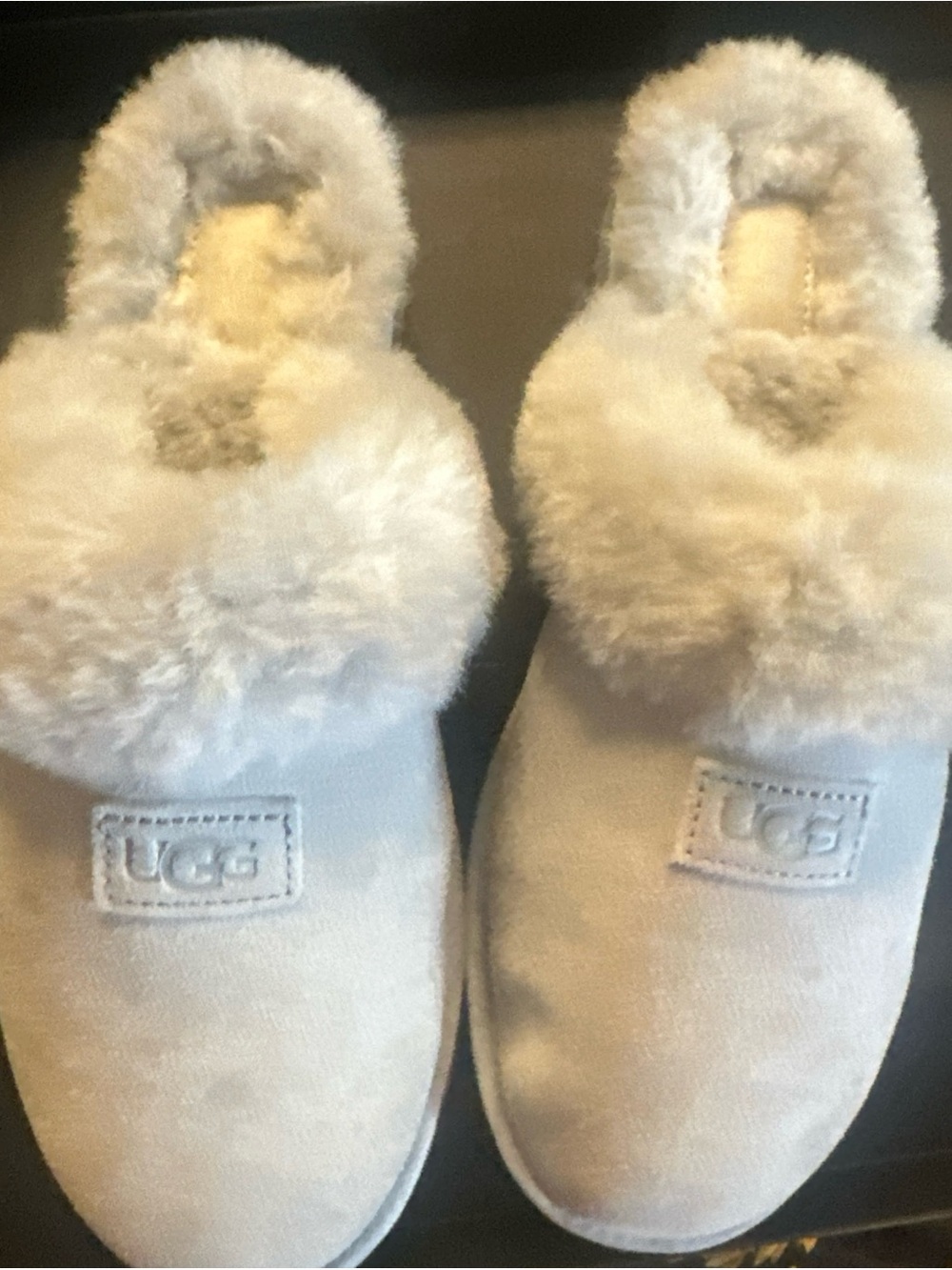 UGG Women’s Cozy Gray Plush Shearling Slippers Sz 10